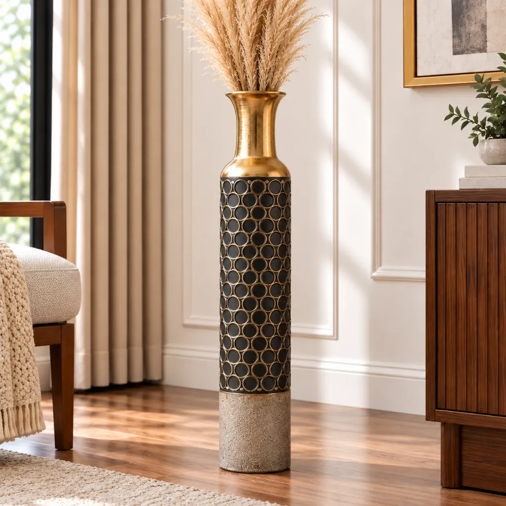 Embossed Metal Decorative Vase - Assorted-3.webp