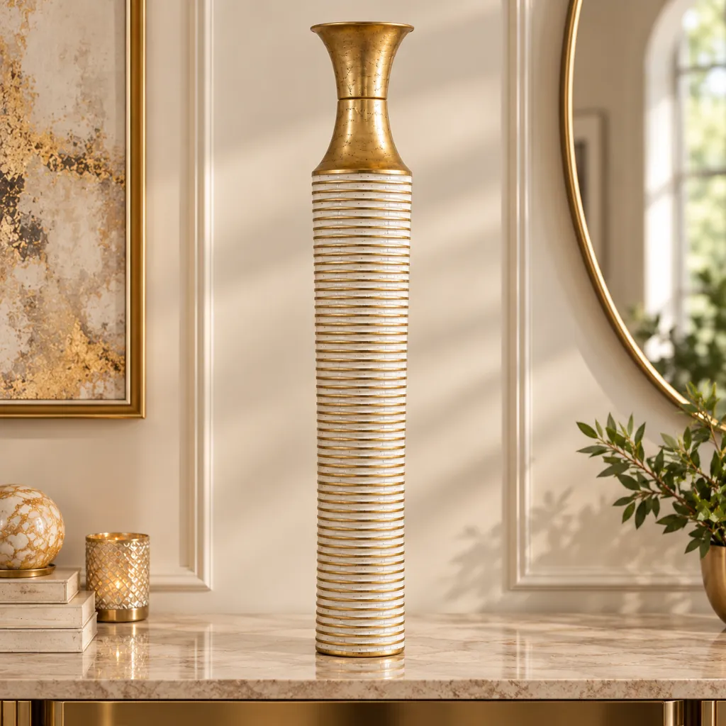 Gold and Beige Metal Decorative Vase - 34.webp