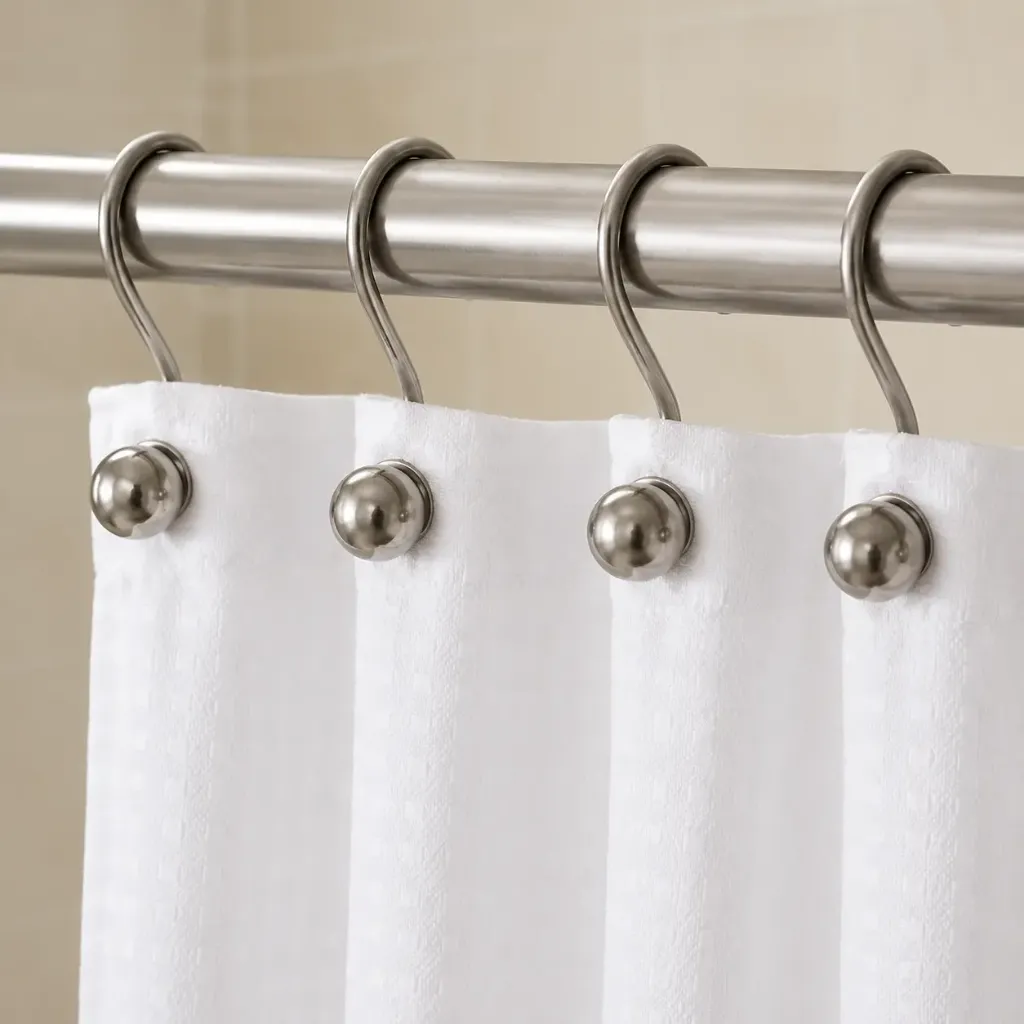 [SA-CH86552] 12 Piece Steel Ball Shower Hooks Brushed Nickel-CH86552