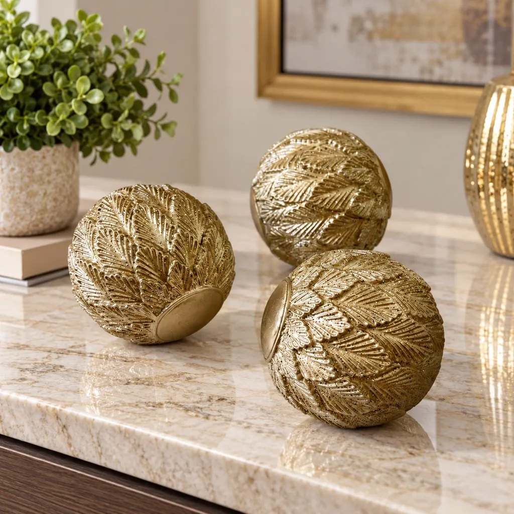 3 Piece Gold Decorative Orb Set