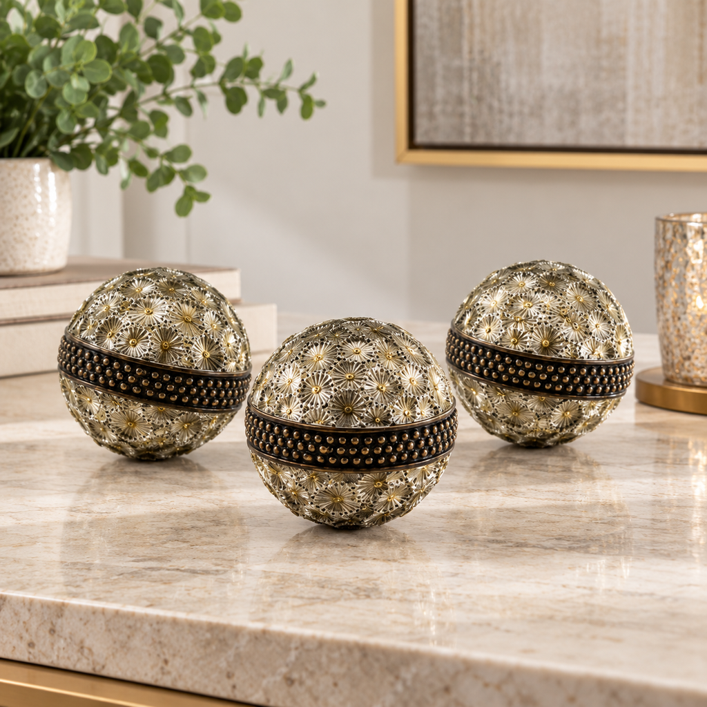 3 Piece Multicolor Decorative Orb Set