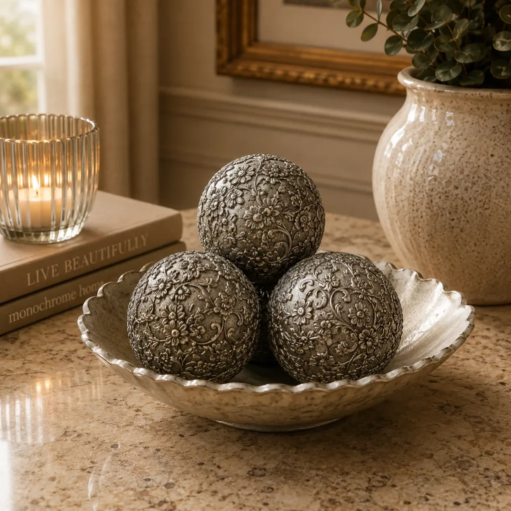 3 Piece Silver Decorative Orb Set
