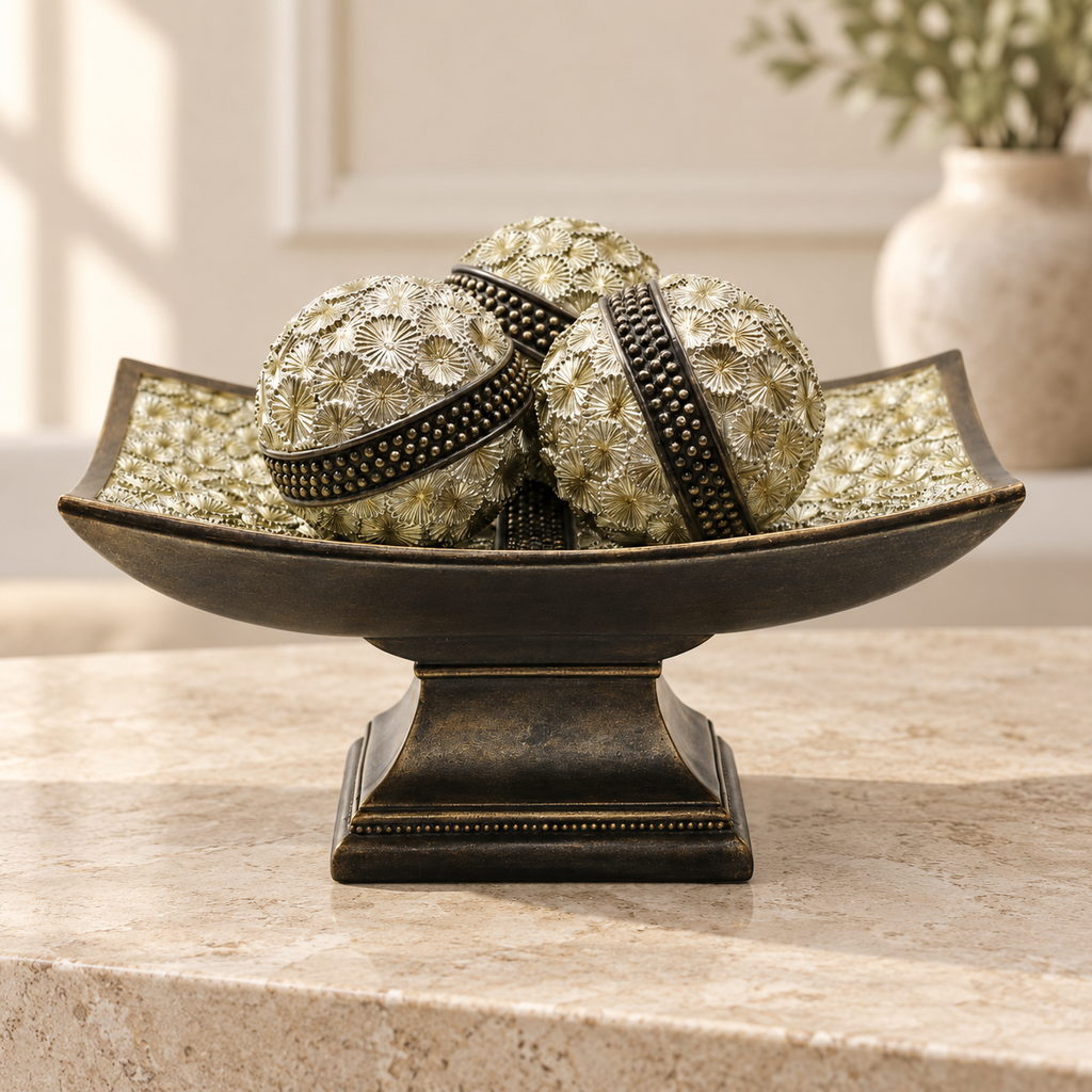 [HD-BW3O-500] 4 Piece Multicolor Decorative Bowl & Orbs Set