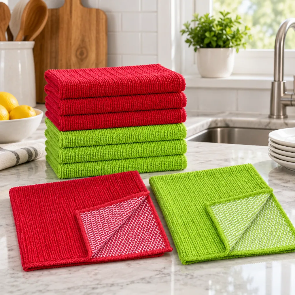 [KT-8PK-MS] 8 Pack Microfiber Scrubber Cloths 12" x 12"