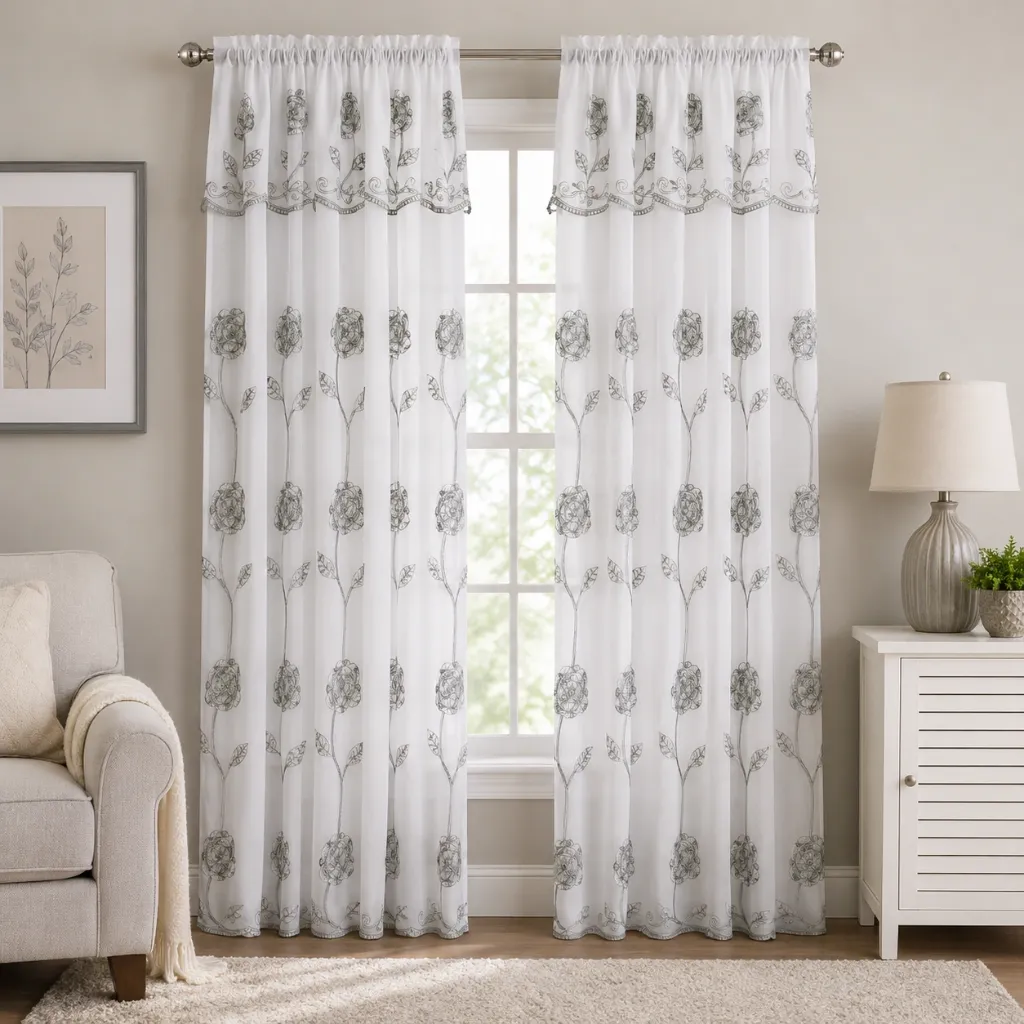 Crystal Embroidered Panel 84" - Silver