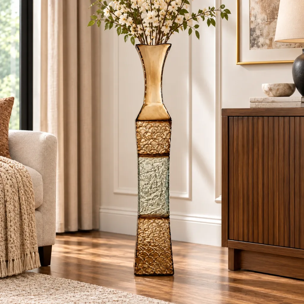 [HD-MV-505] Embossed Metal Decorative Vase - 29"