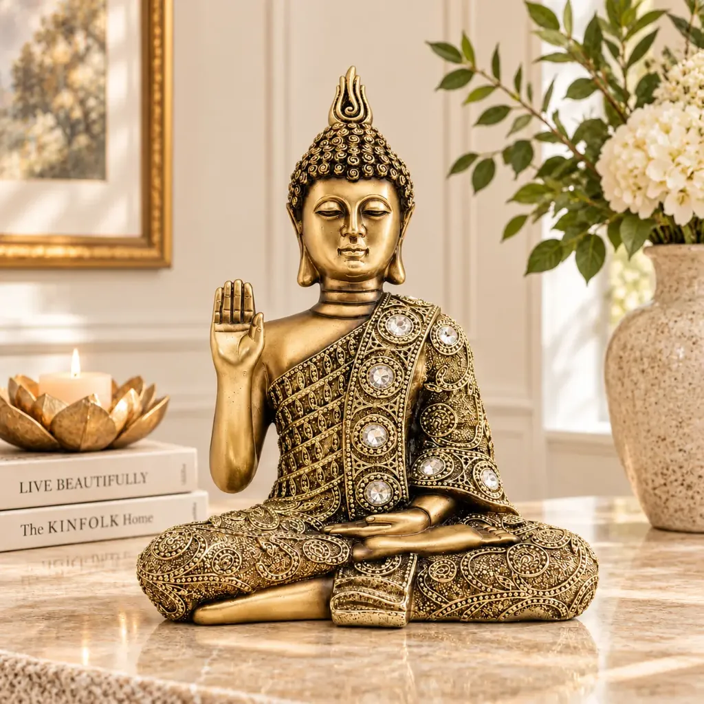 [HD-BUDB-102-G] Gold Buddha Sitting Statue - 11"