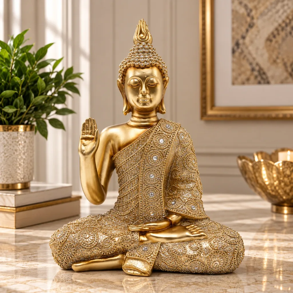 [HD-BUDB-105-G] Gold Buddha Sitting Statue - 13"