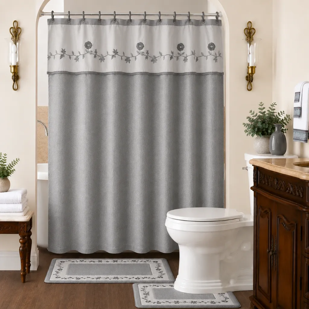 [BM-18PC-GREY] 18 Piece Embroidered Bath Set 18" x 30" (Grey)