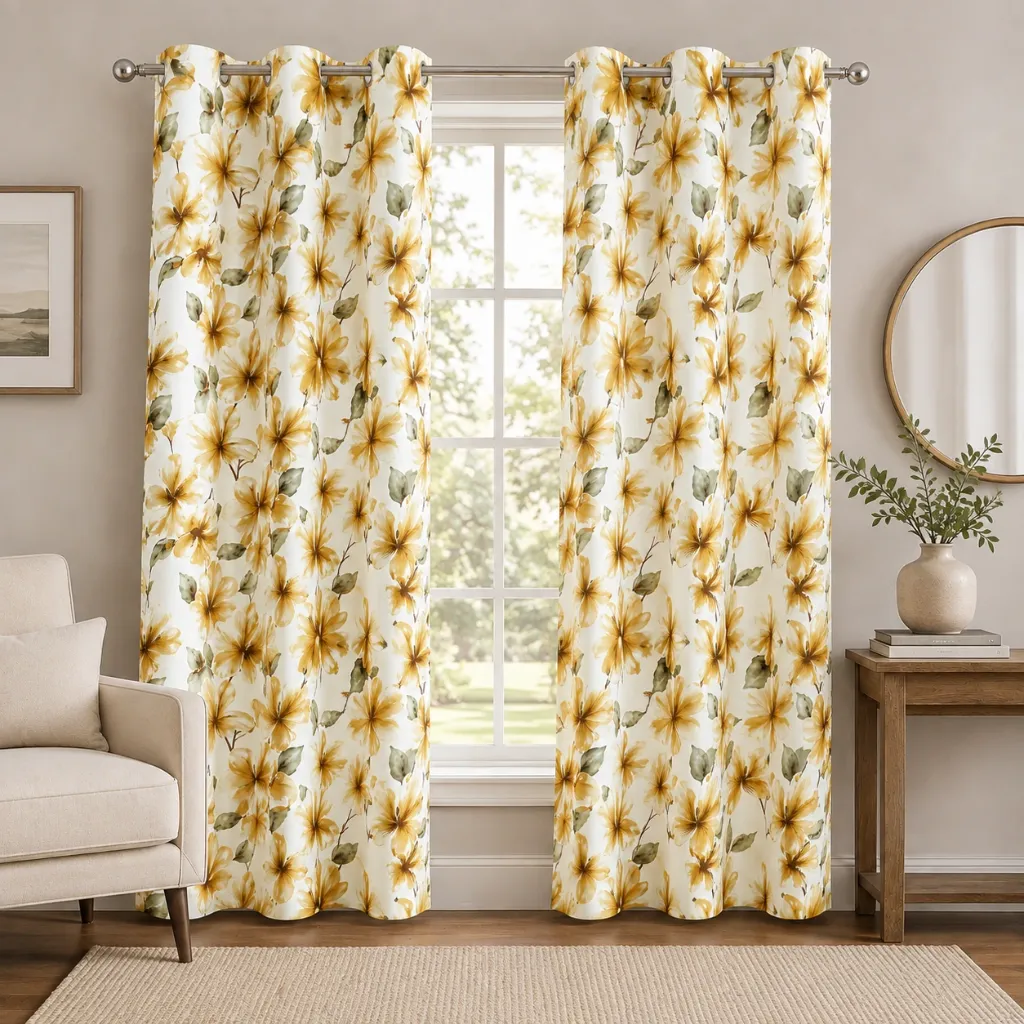 [WC-APRIL-GLD] April Printed Blackout Panel 54" x 84" (Gold)