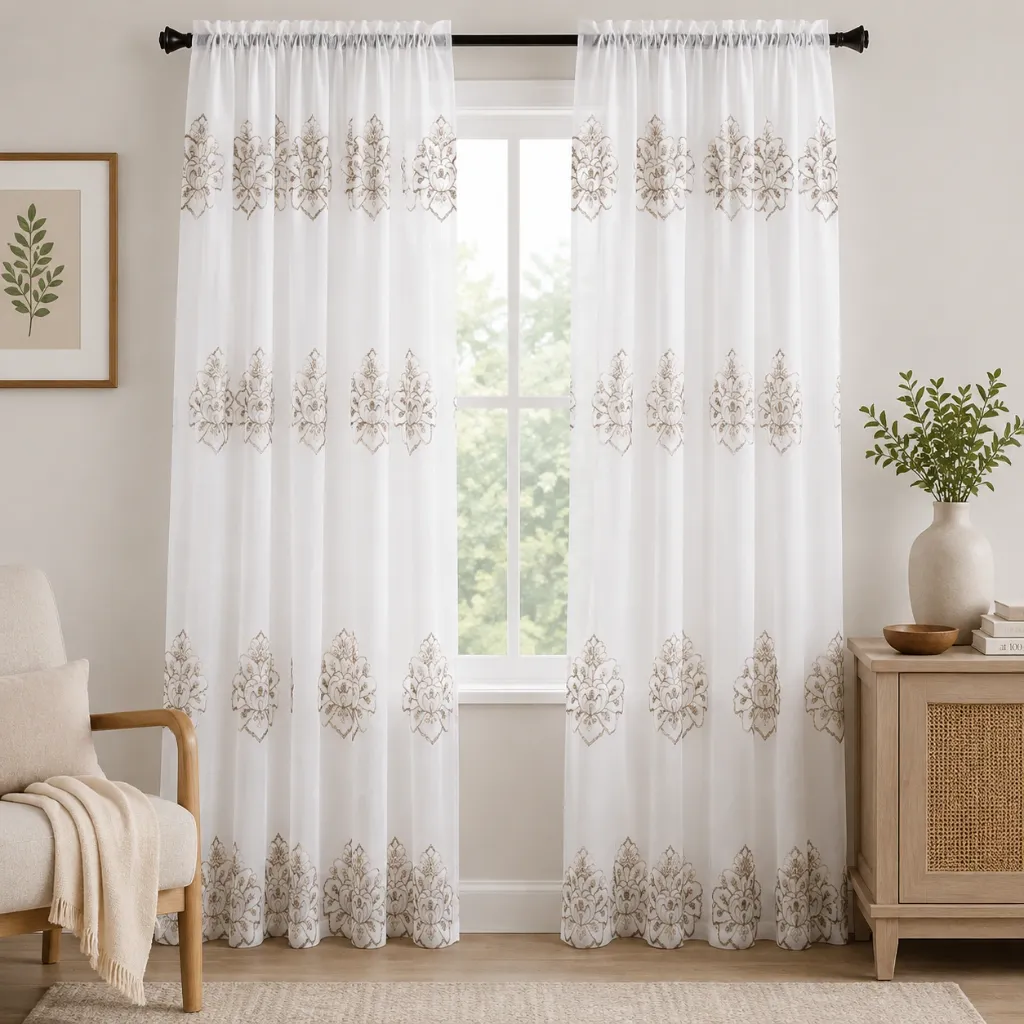 [WC-BERGEN-EP-TAUPE] Bergen Embroidered Rod Panel 54" x 84" (Taupe)