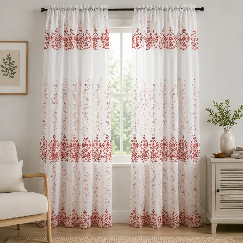 [WC-BRISTOL-EP-RED] Bristol Embroidered Panel 54" x 90" + 18" (Red)