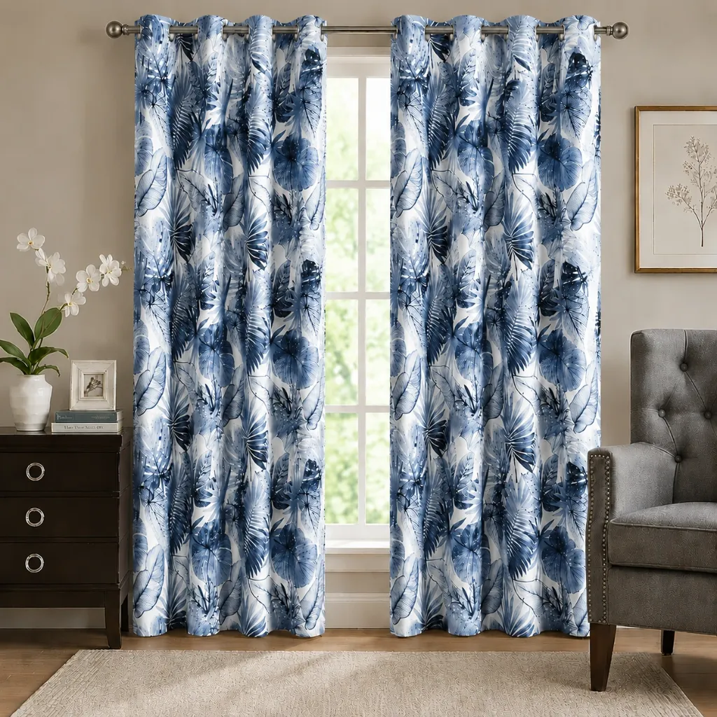 [WC-CHLOE-BO-BLUE] Chloe Printed Blackout Panel 54" x 84" (Blue)