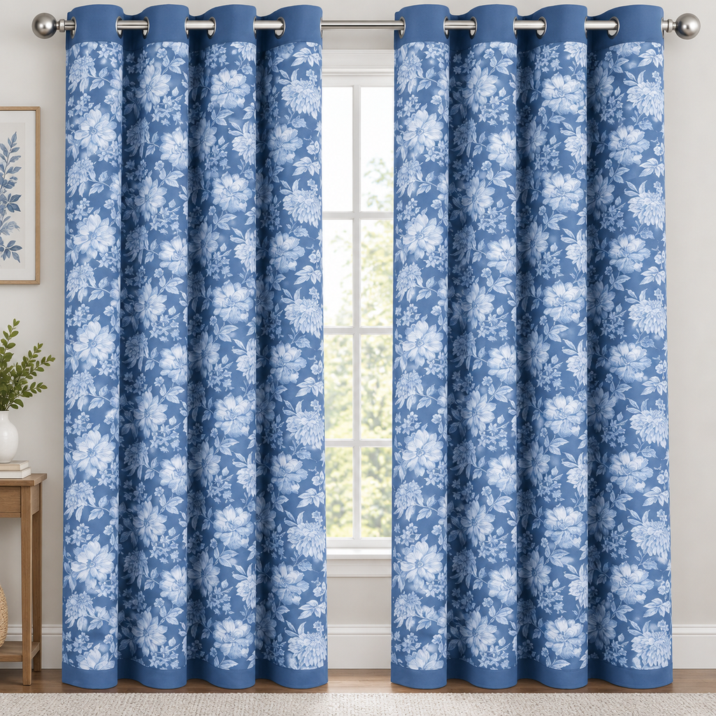 Eloise Reversible Blackout Grommet Panel 84" (Blue)
