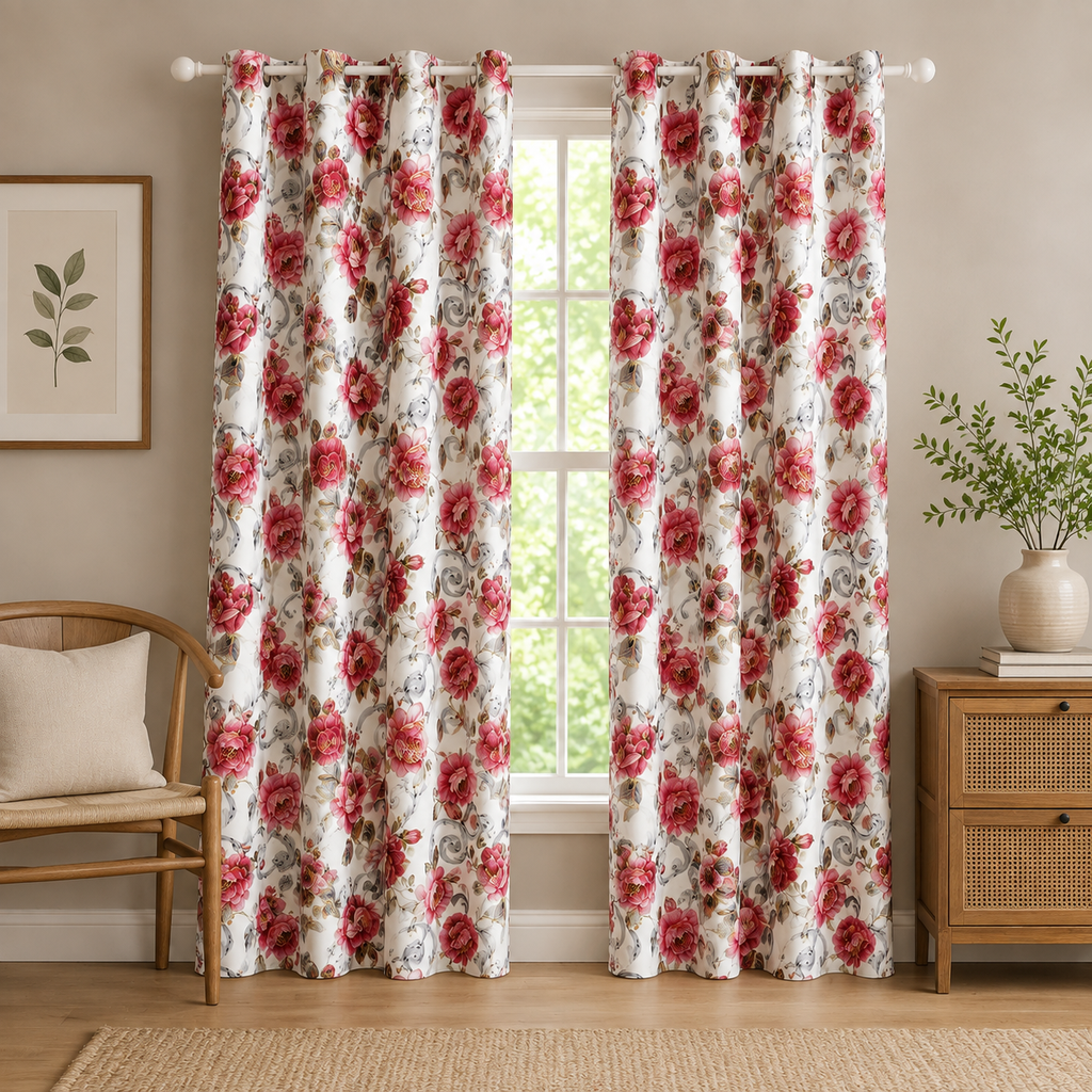 Flora Printed Blackout Panel 54" x 84" (Red)