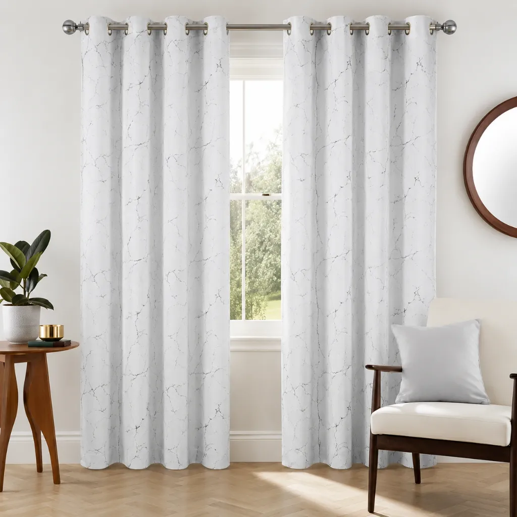 Heidi Halo Foil Blackout Grommet Panel 52" x 84" (White)