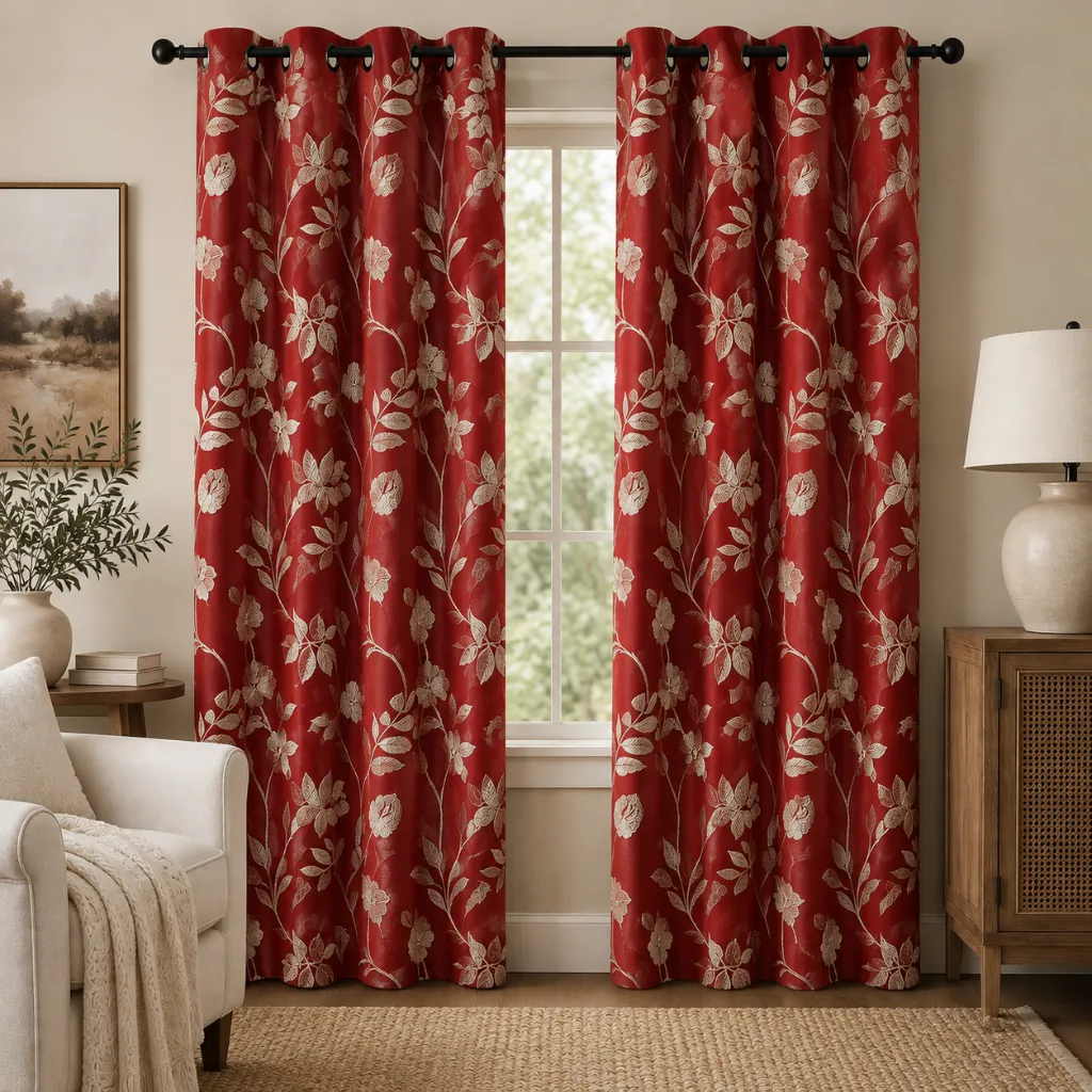 Judy Jacquard Blackout Panel 54" x 84" (Red)