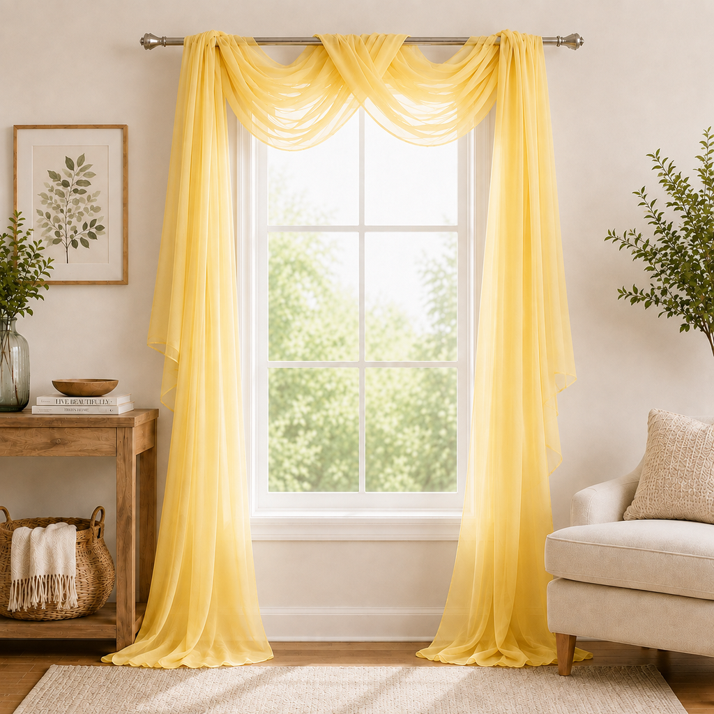 Juliet Sheer Scarf 60" x 216" (Yellow)