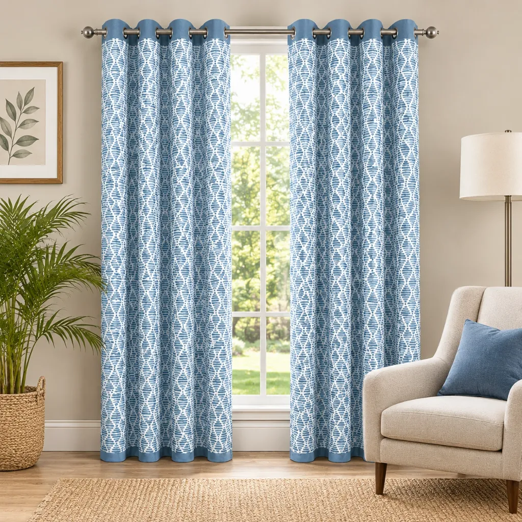 Justice Print Blackout Grommet Panel 52" x 84" (Blue)