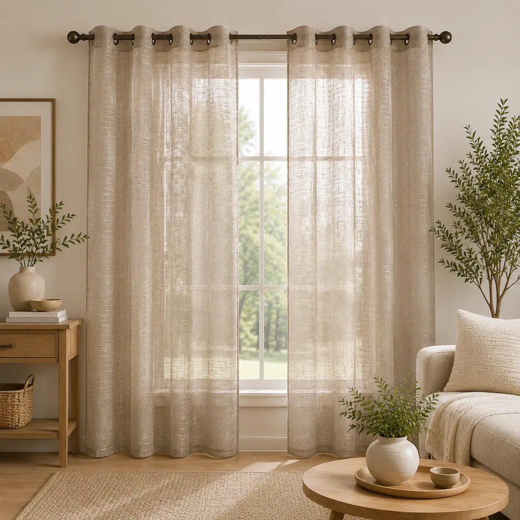 Lonnie Sheer Metallic Grommet Panel 54" x 90" (Taupe)