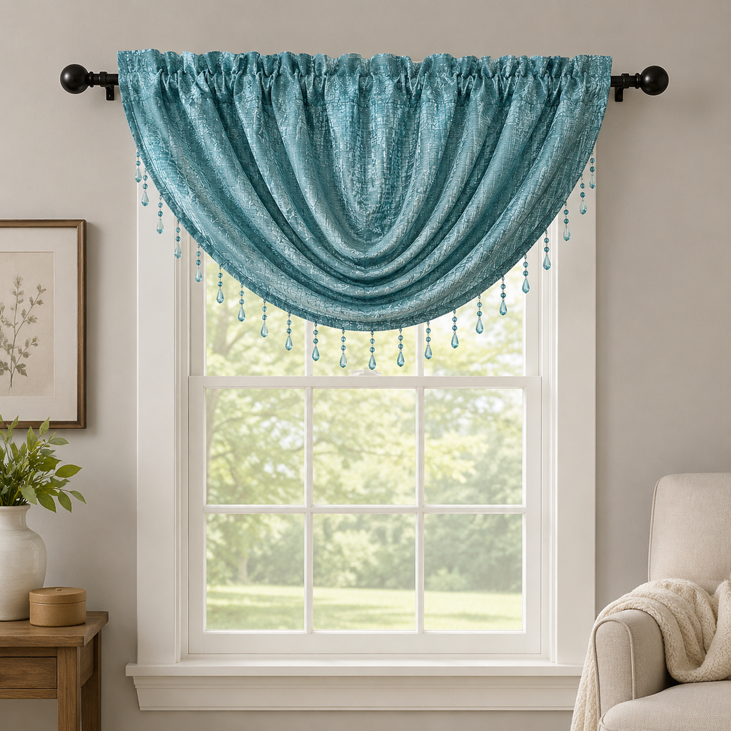 Mulino Textured Jacquard Swag Valance  48" x 37" (Blue)