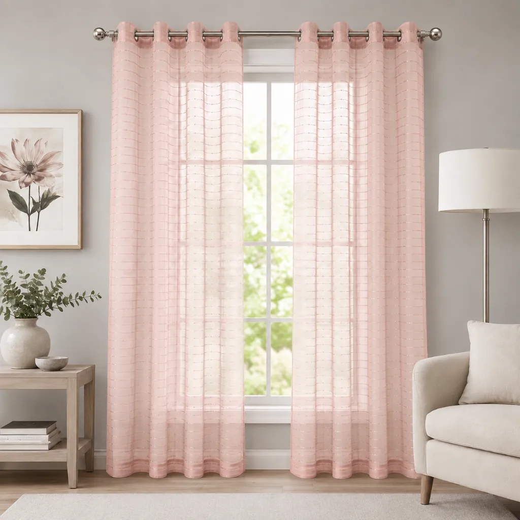 Wanda Voile Grommet Panel Pair 36" x 84" (Blush)
