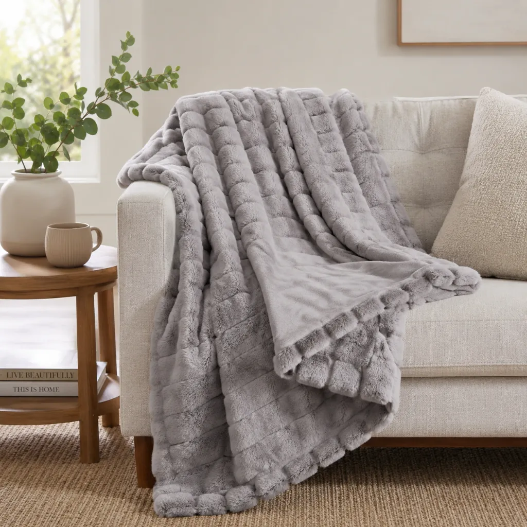 [BL-THROW-GREY] Wellbeing Flannel Throw (Grey)