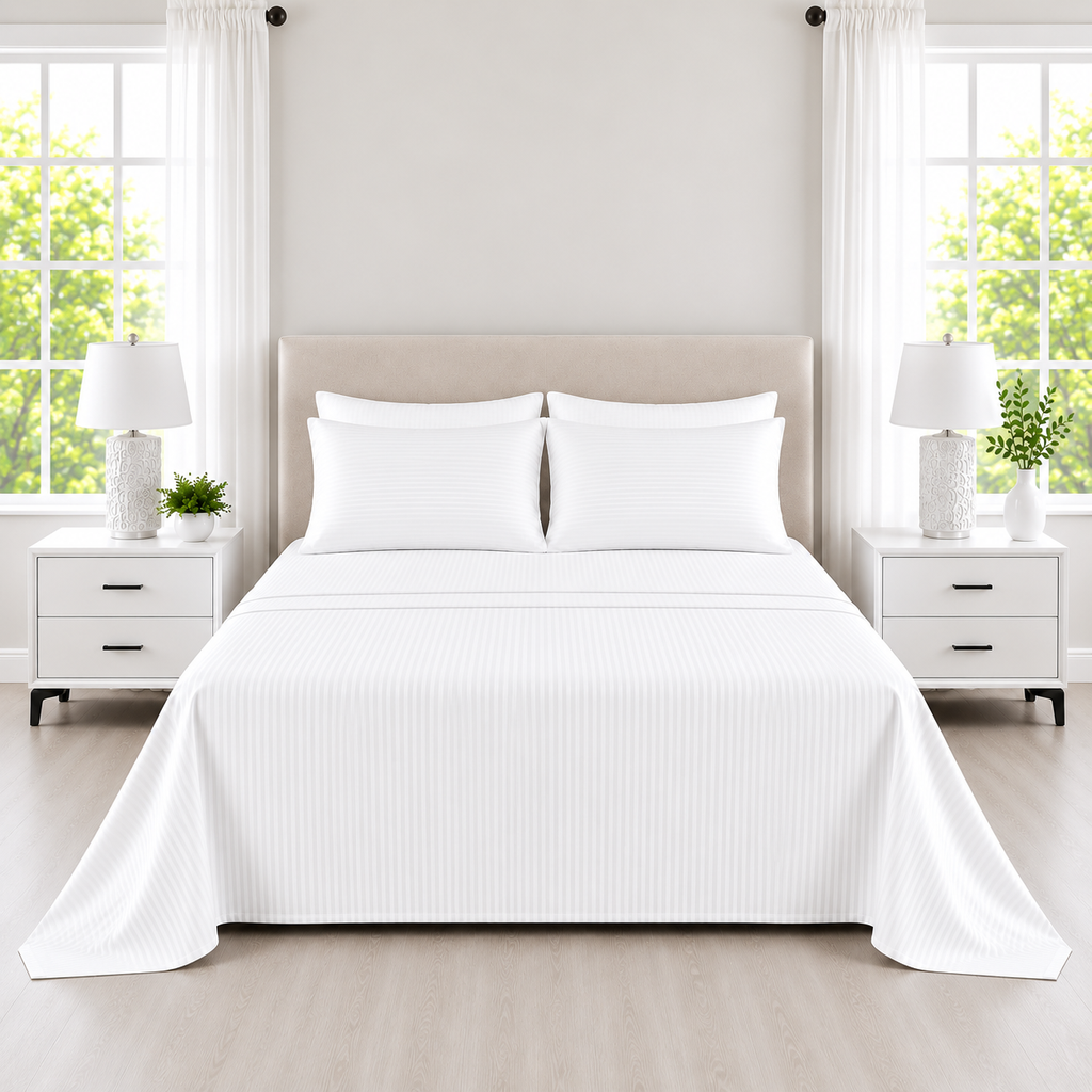 Kathy Ireland 300TC 100% Cotton Sheet Set (White, Twin)