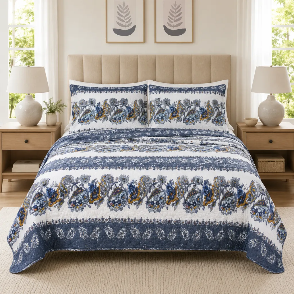 Hudson 3pc Printed Quilt Set (Queen)