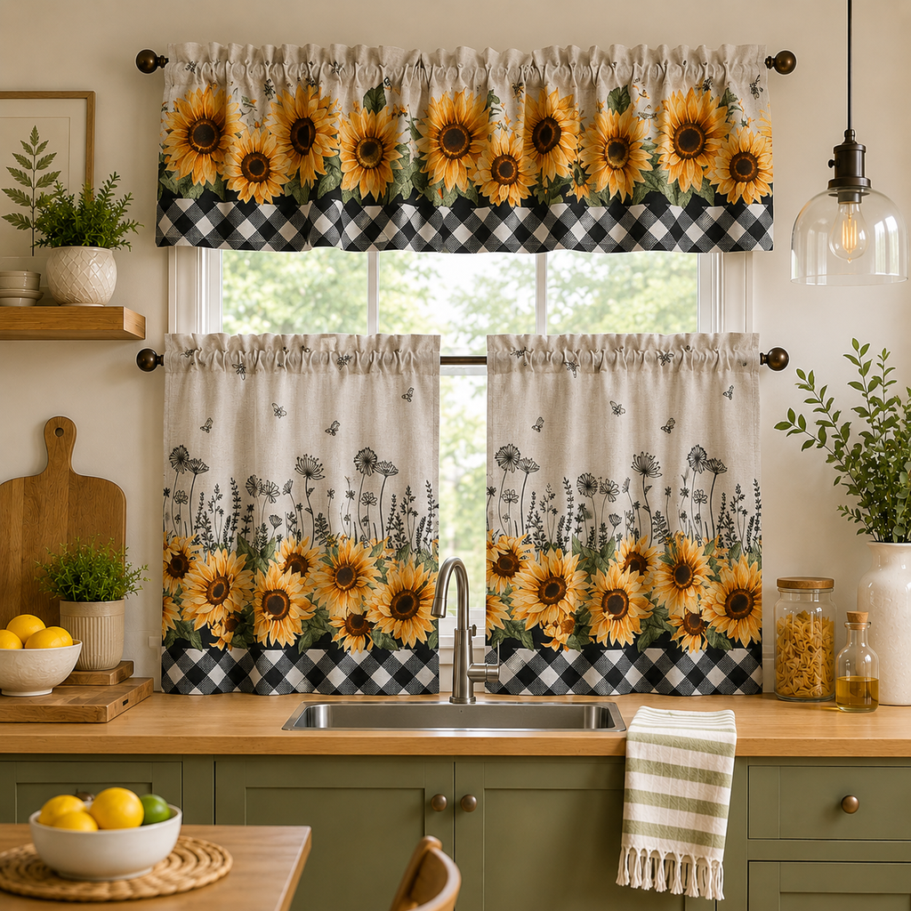 Cucina Printed Kitchen Curtain (Sunflower)