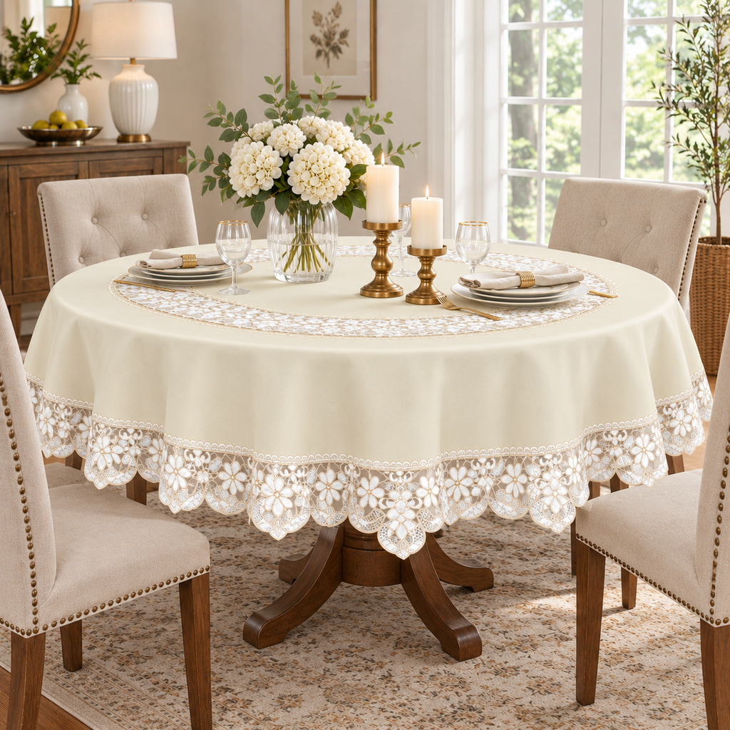 Embroidered Tablecloth 8345 (70 Round)