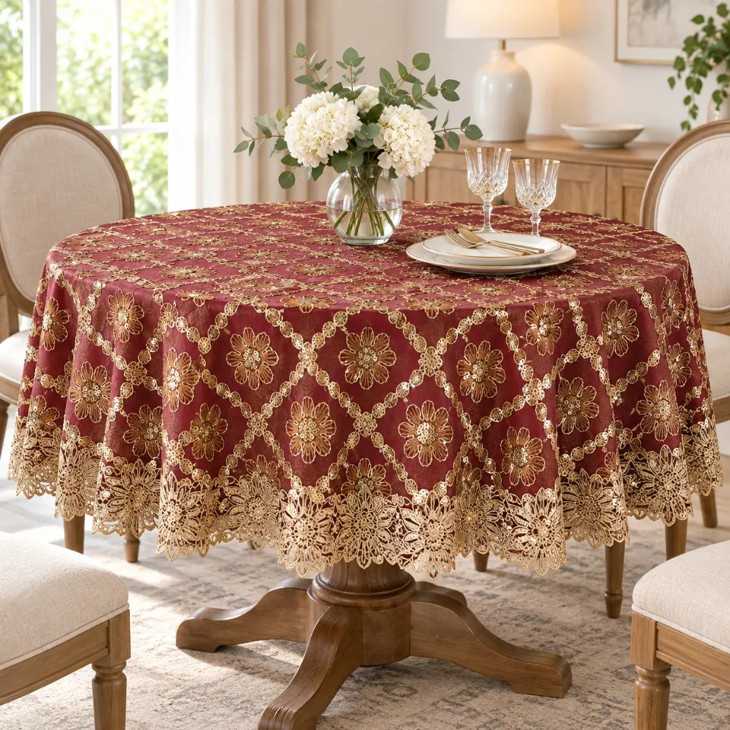 Embroidered Tablecloth 8386 (70 Round)