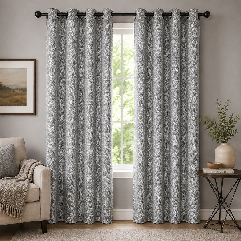 [WC-KELLI-GREY] Kelli Jacquard Grommet Window Panel 55" x 84" (Grey)