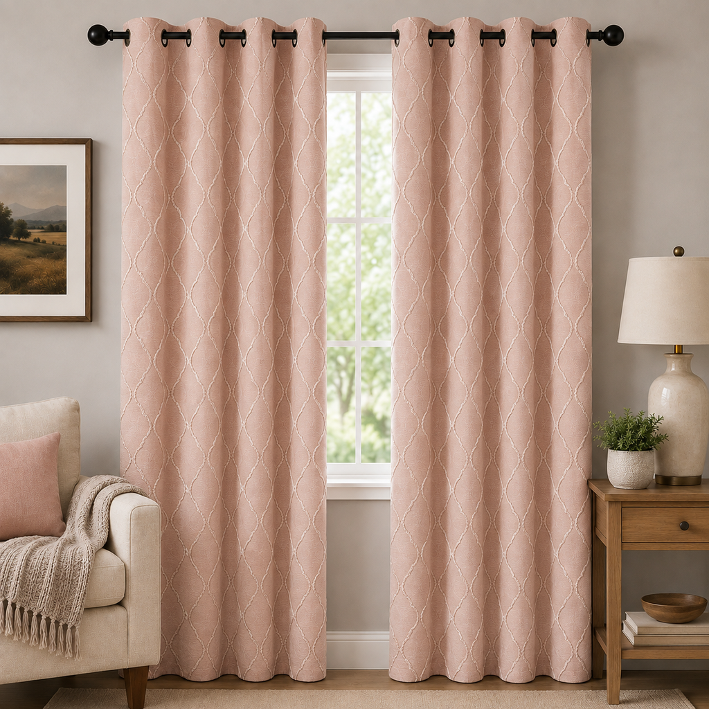 Kalea Jacquard Grommet Window Panel 55" x 84" (Blush)