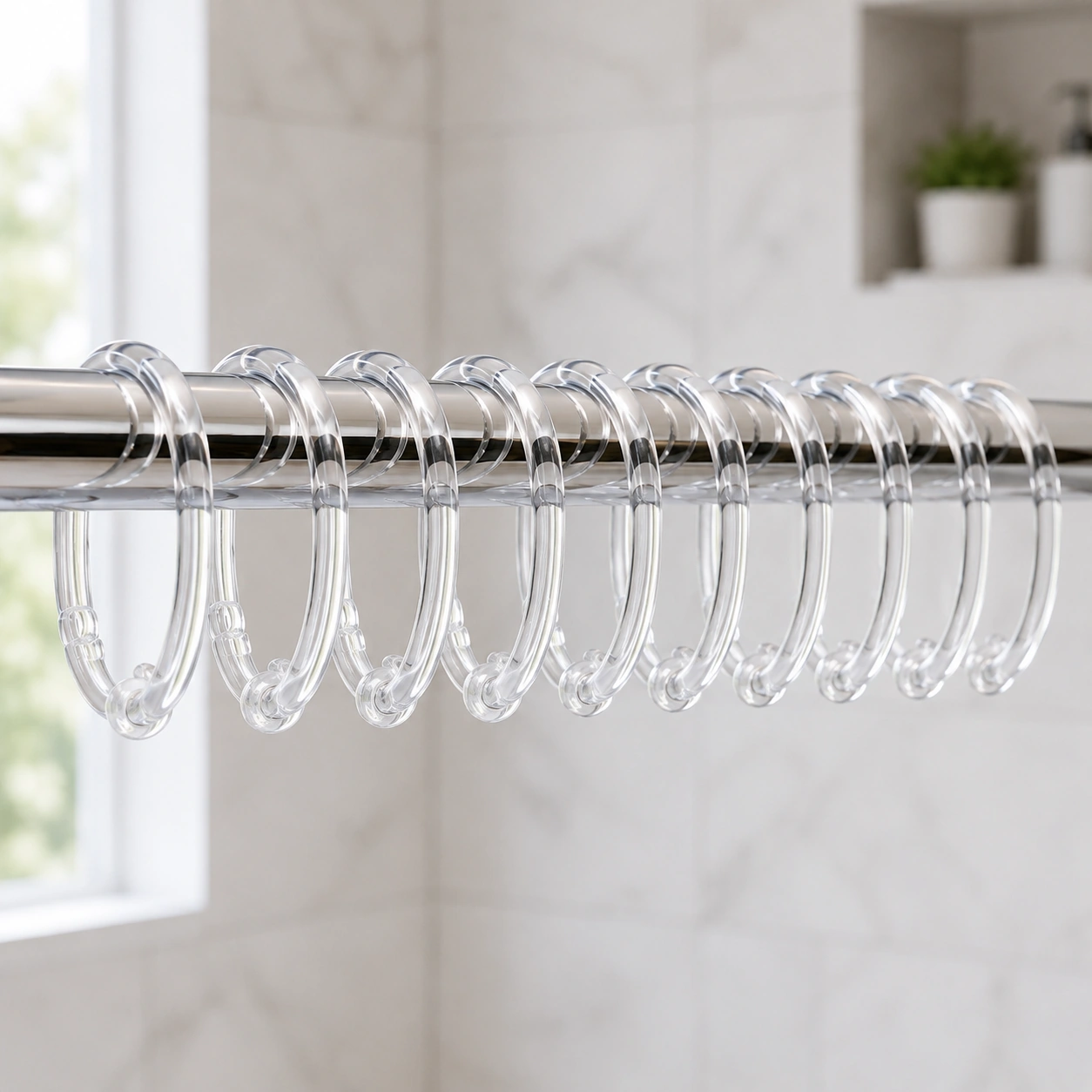 [SA-6135] 12 Plastic Shower Curtain Snap Rings-6135CL
