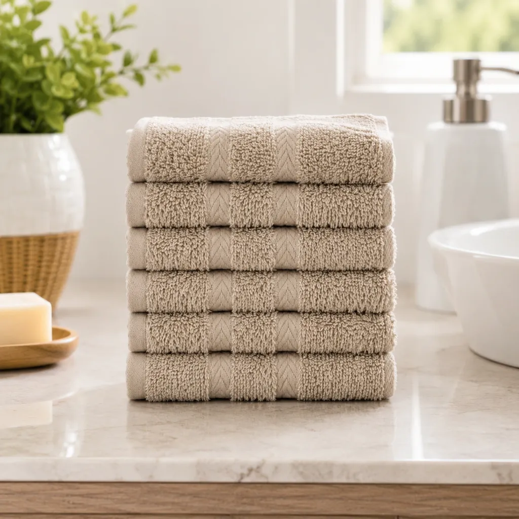 [TW-6PK-EGY-SAND] 6 Pk Egyptian Performance Washcloth-Sand
