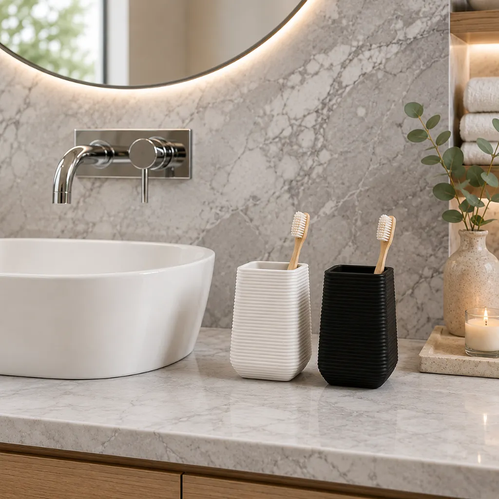 [BA-CH86493] Modern Ripped Toothbrush Holder BLK/WHT CH86493